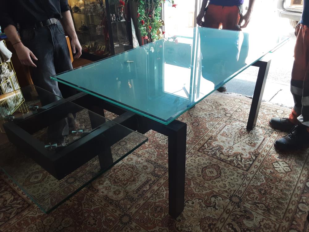 TABLE PLATEAU VERRE + ALLONGES
