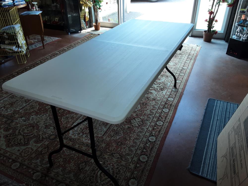 TABLE PLIANTE ACIER BLANCHE 180X75X74