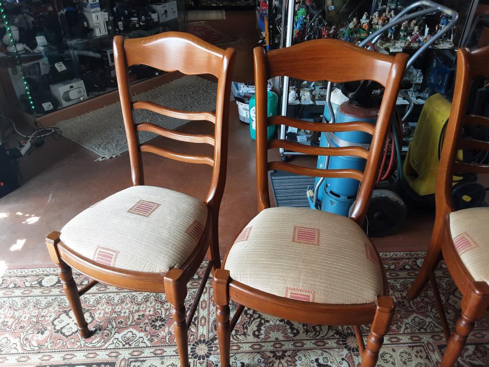 LOT DE 6 CHAISE MERISIER ASSISE TISSUS