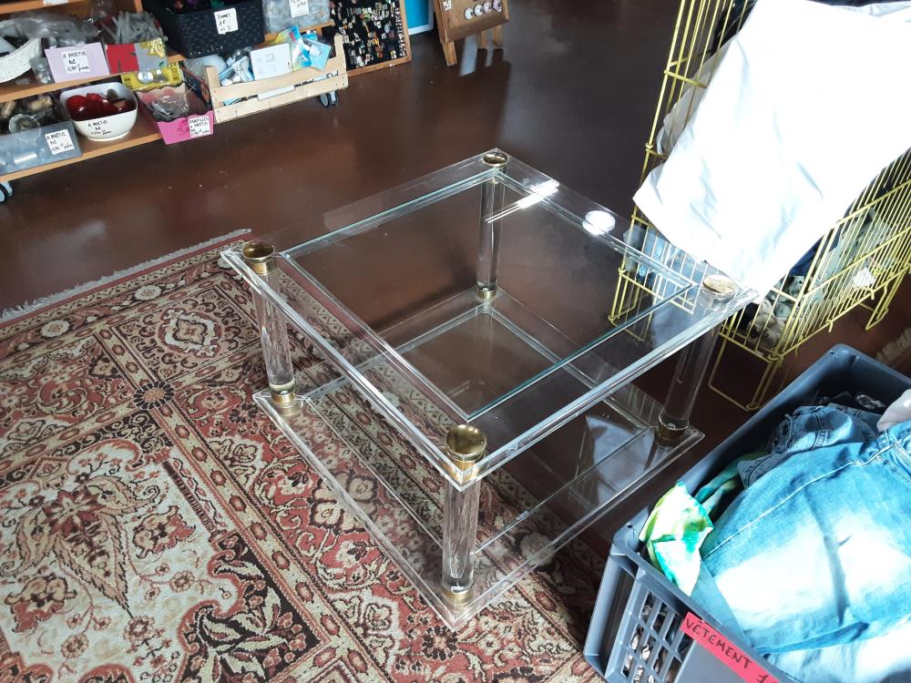 TABLE BASSE VERRE LAITON 
