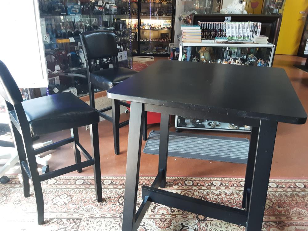 TABLE + 2 CHAISES HAUTES NOIRES 