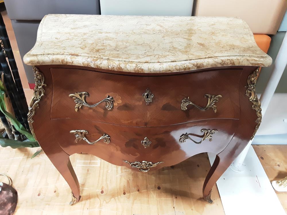 COMMODE PM MARQUETE MARBRE BEIGE 