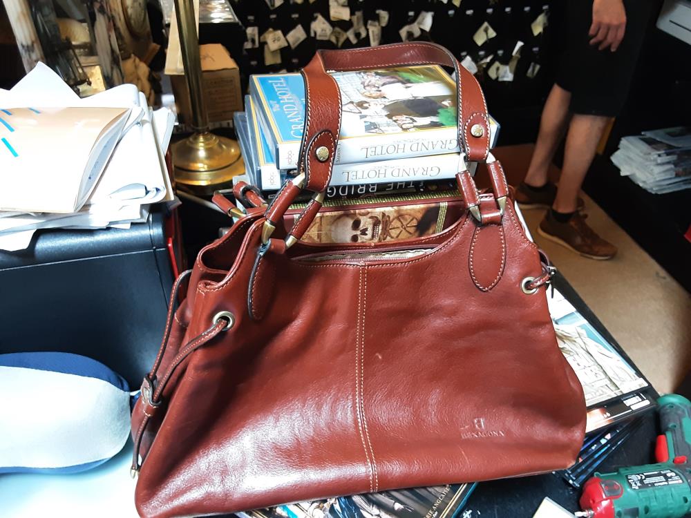 SAC HEXAGONA CUIR BRUN