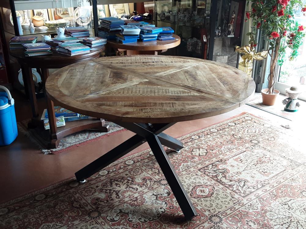 TABLE RONDE BOIS PIED MÉTALLIQUE 