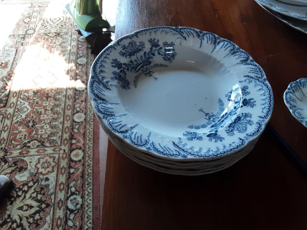 LOT ASSIETTES BLEUES FLEURIES 