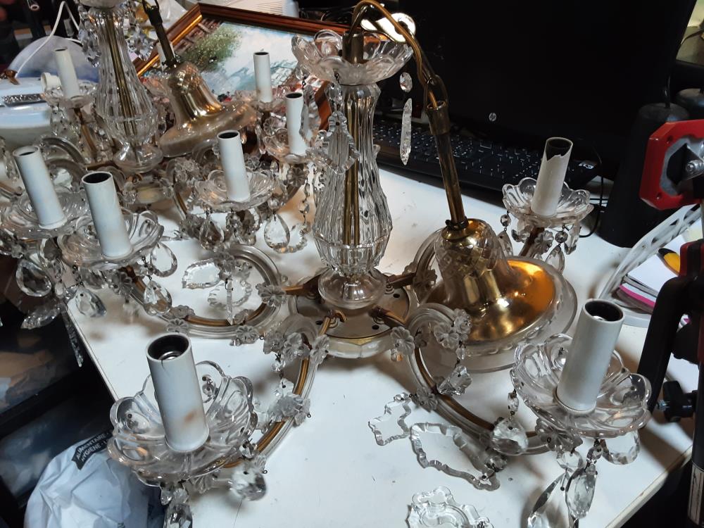 LUSTRE 5FEUX VERRE PAMPILLES