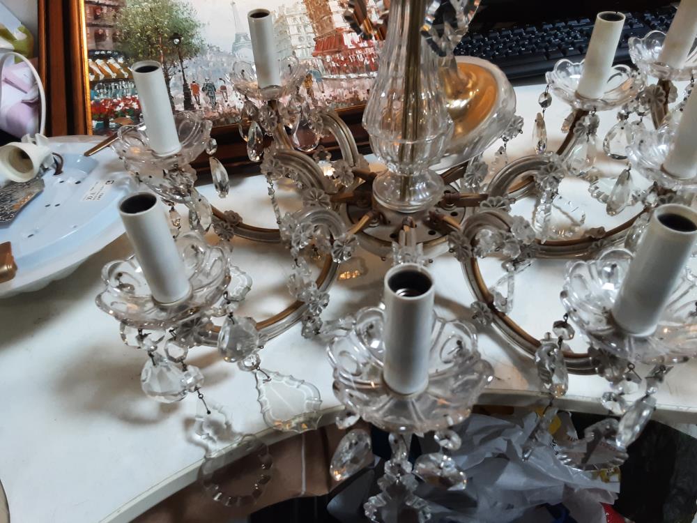 LUSTRE 8 FEUX VERRE PAMPILLES 