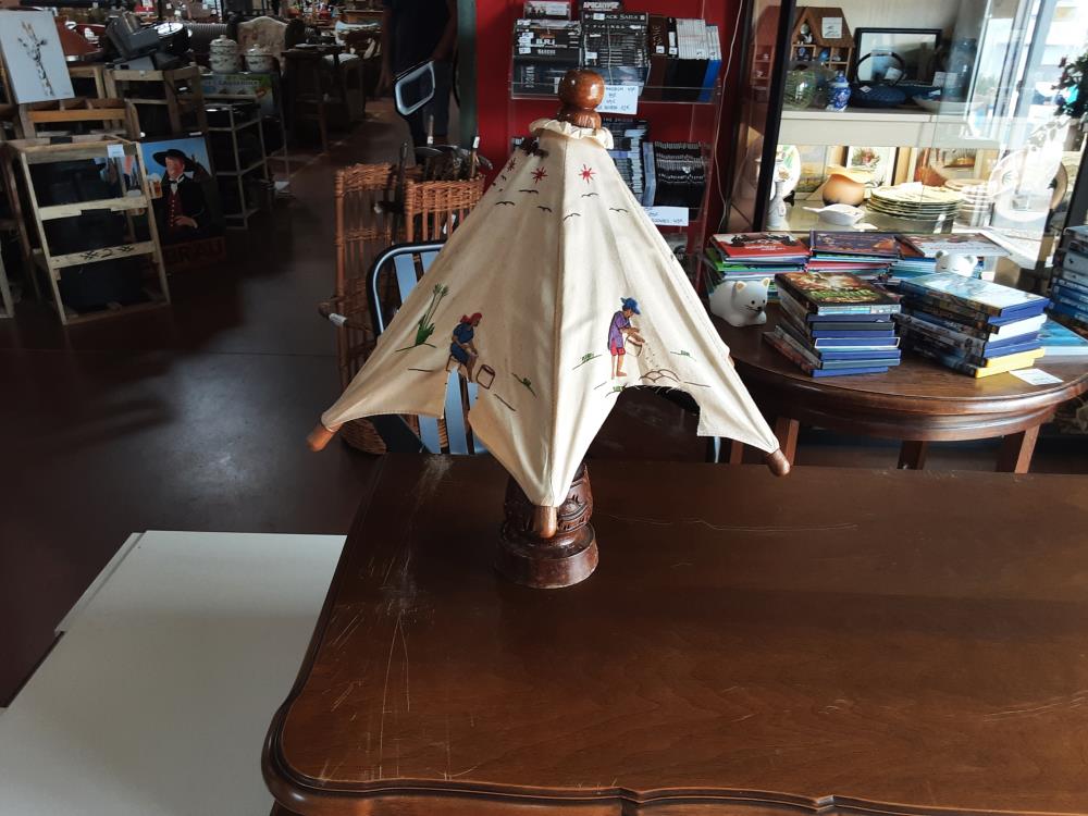 LAMPE DE CHEVET BOIS TOILE