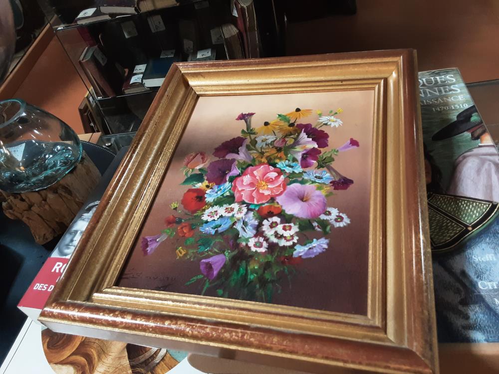 PEINTURE FLEURS SIGNE SUZANNE SAVARY