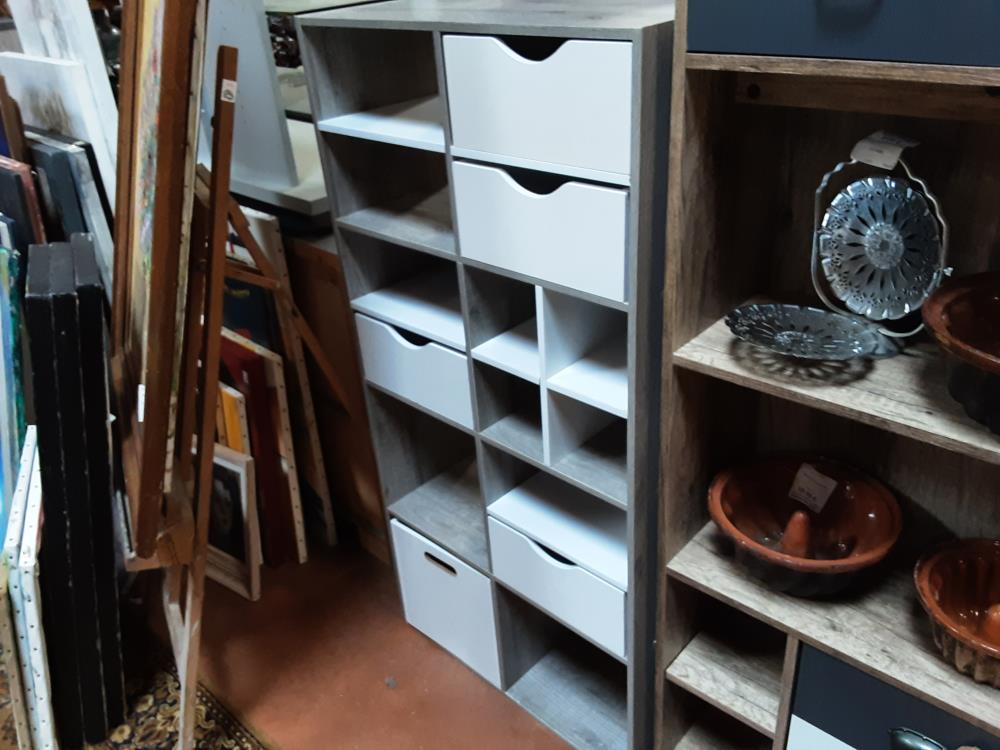 ETAGERE CASIER GRISE BLANCHE