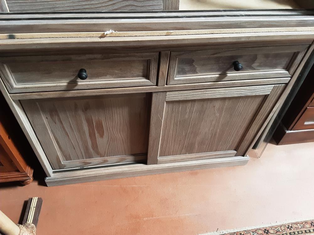BAS DE VAISSELIER  BOIS GRIS 2P COULLISSANTES 2T