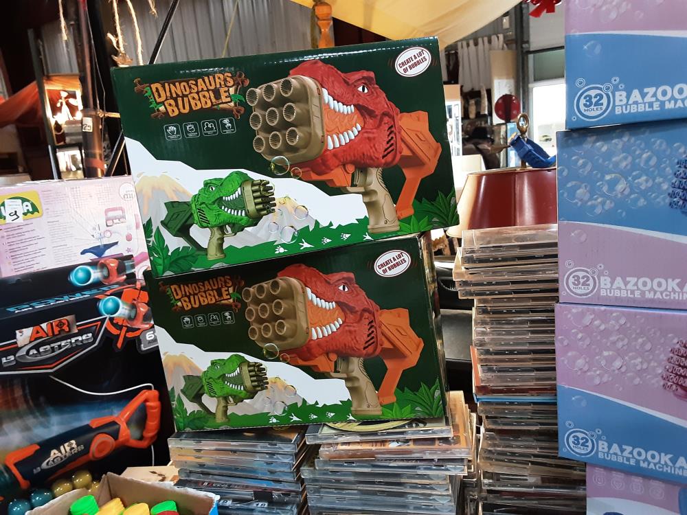 JOUET PISTOLET A BULLES DINOSAURE 