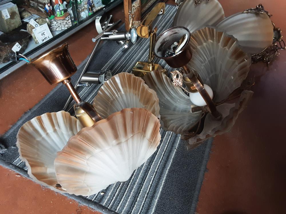 SUSPENSION COQUILLAGE PATE DE VERRE LAITON