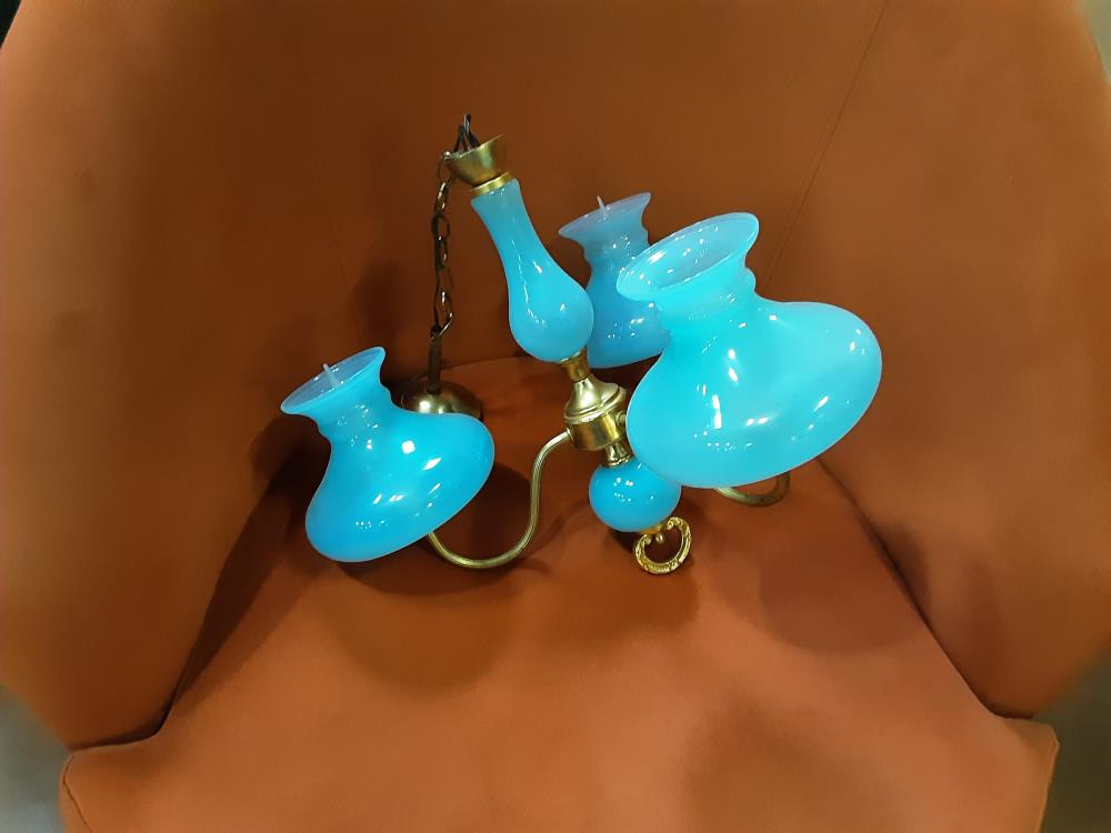 LUSTRE 3 FEUX BLEU