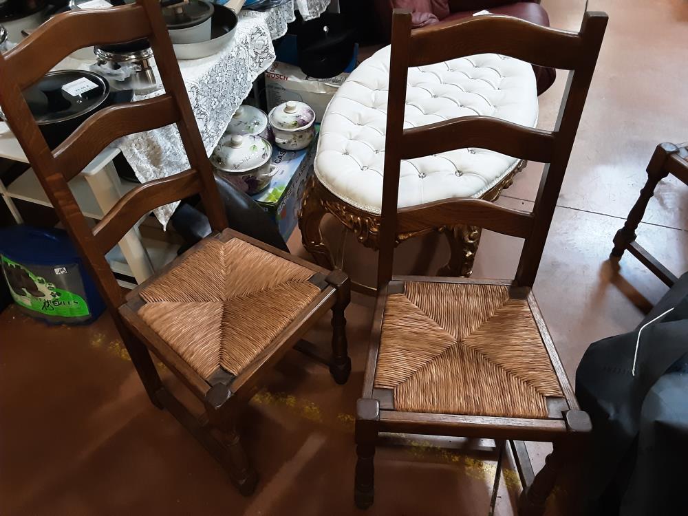 LOT DE 4 CHAISES ASSISE PAILLE