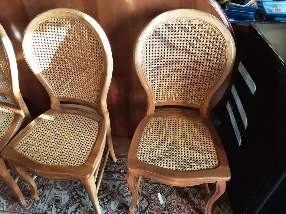 LOT DE 4 CHAISES CANNÉE MERISIER