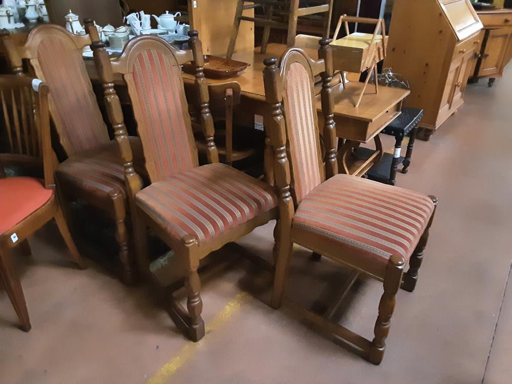 LOT 6 CHAISES CHENE TISSU ROUGE 
