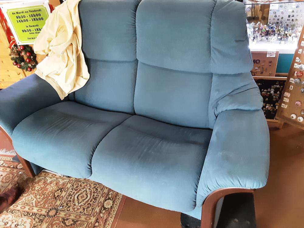 CANAPÉ TISSUS BLEU RELAX MANUEL 