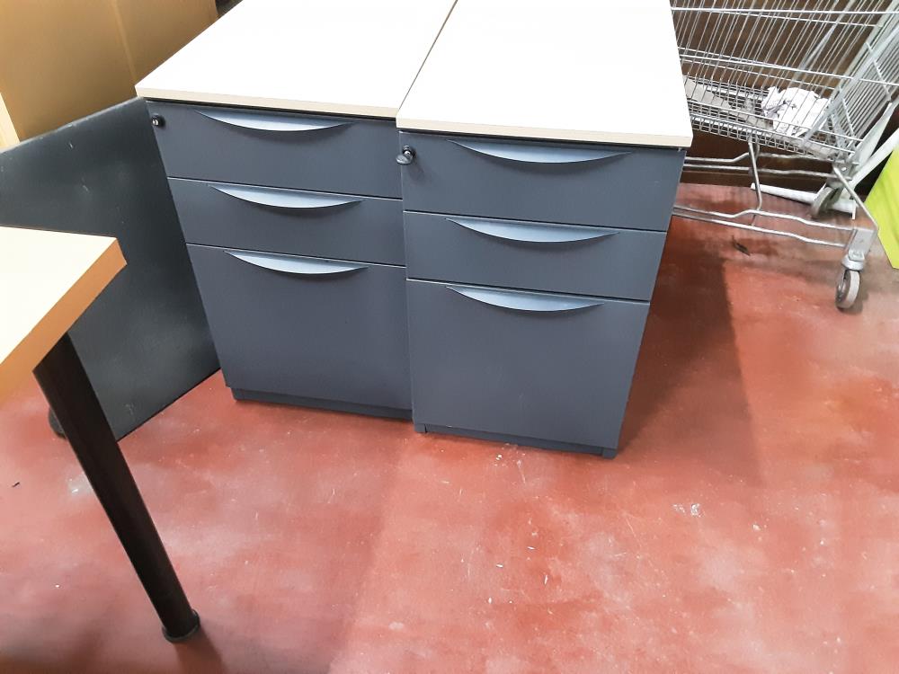 MEUBLE DE BUREAU METALLIQUE 3T DESSUS BOIS CLAIR SS CLÉ