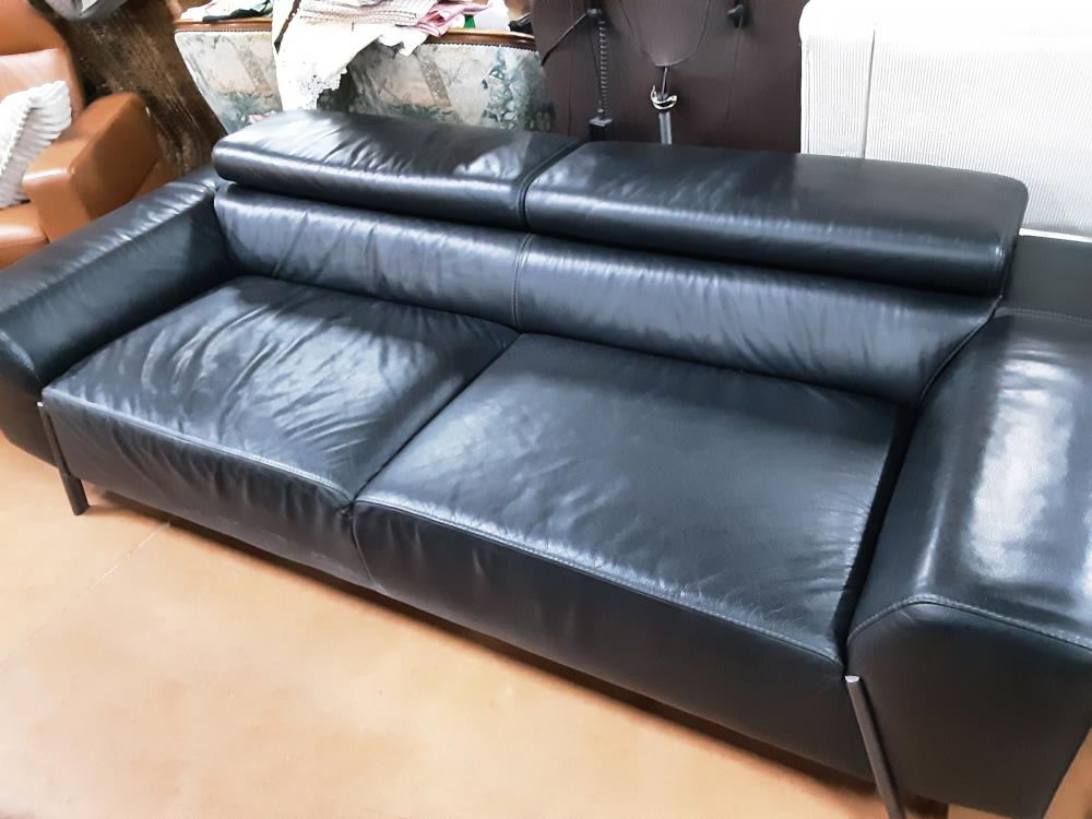 CANAPÉ 3 PLACES CUIR NOIR