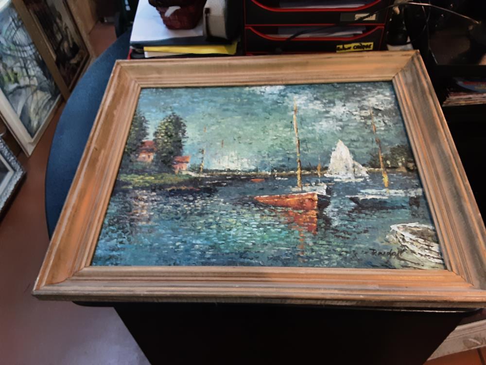 PEINTURE AU COUTEAU BATEAUX SIGNÉE