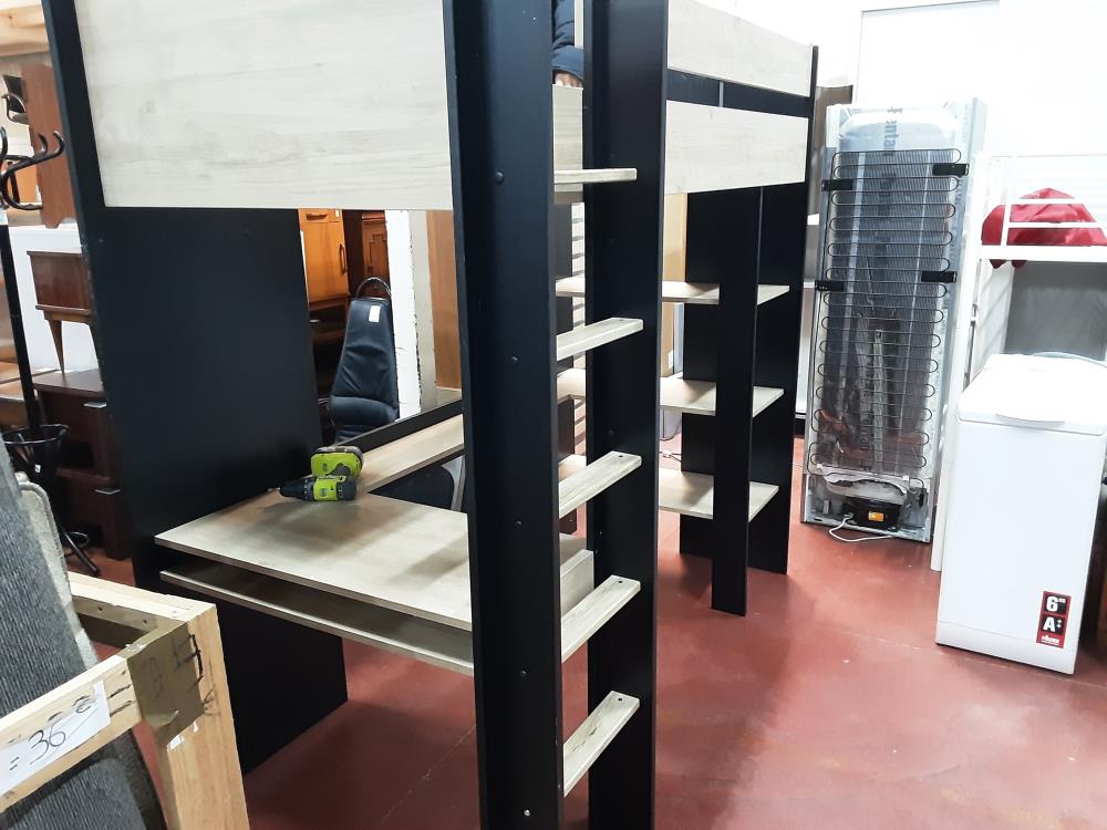 LIT MEZZANINE BOIS NOIR/ CLAIR