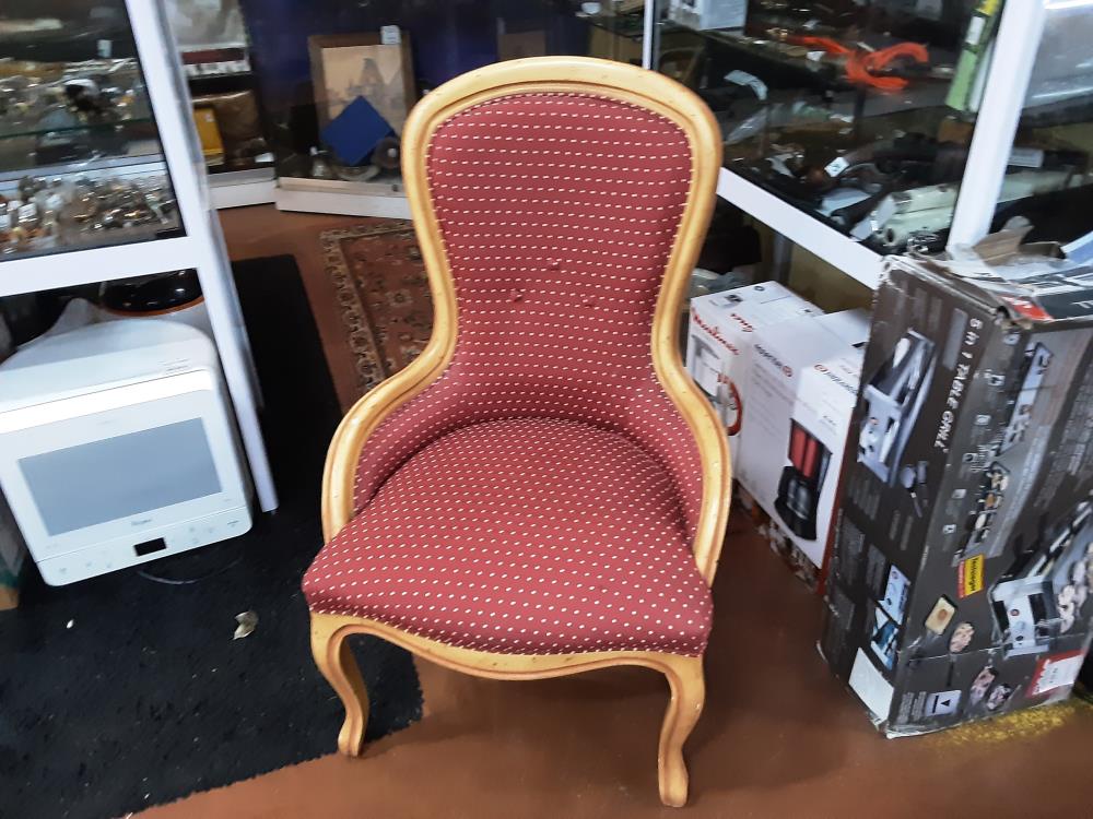 FAUTEUIL TISSUS ROUGE BOIS