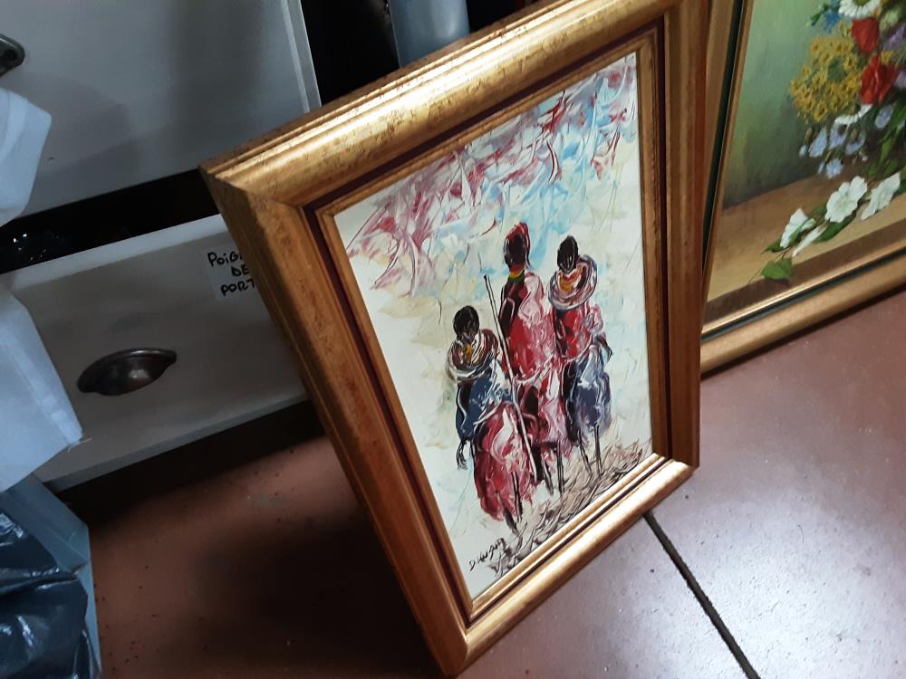 PEINTURE 3 AFRICAINS SIGNE
