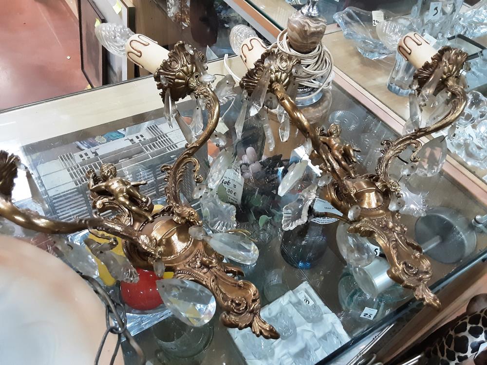 PAIRE APPLIQUE BRONZE ANGE