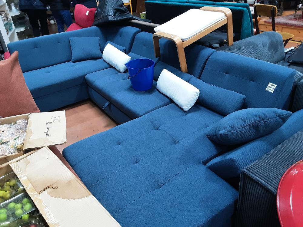 CANAPÉ D'ANGLE CONVERTIBLE BLEU PN 1099