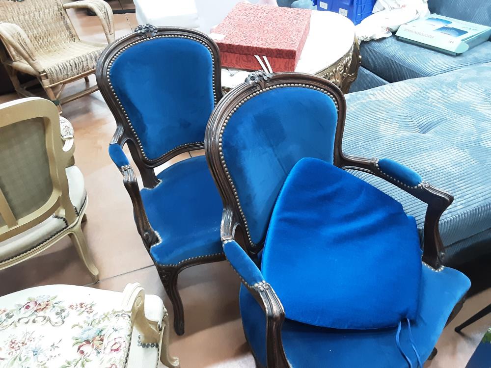 CABRIOLET STYLE LOUIS XVI TISSUS BLEU