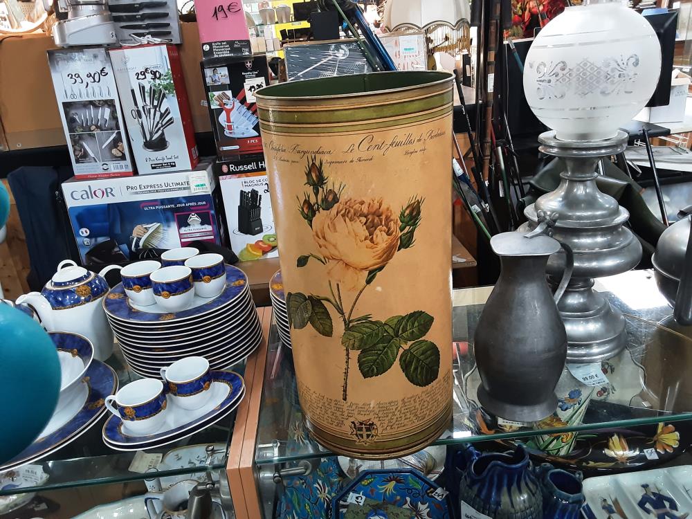 PORTE PARAPLUIE FLEURS MÉTALLIQUE 