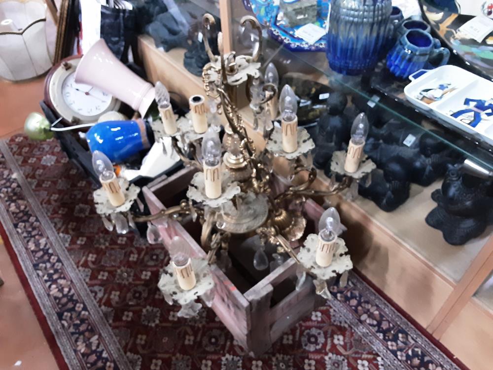 LUSTRE BRONZE PAMPILLES 9 FEUX GM