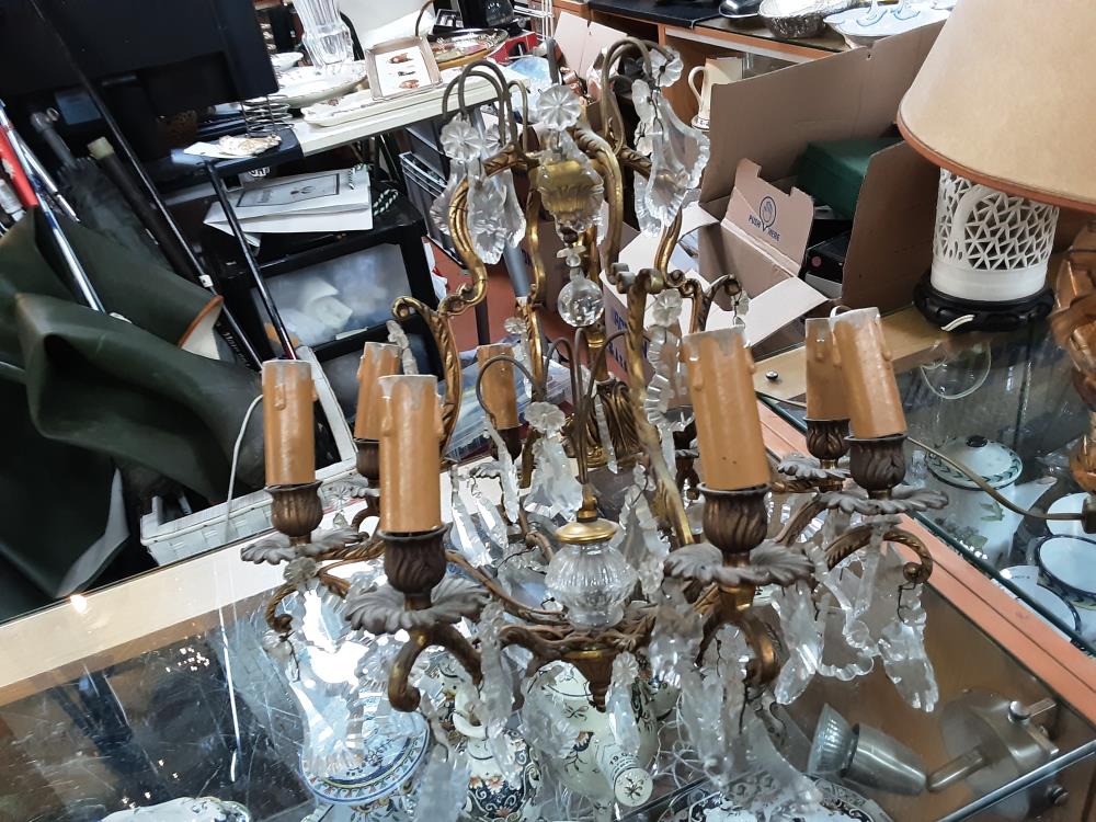 LUSTRE BRONZE PAMPILLES 8 FEUX PM