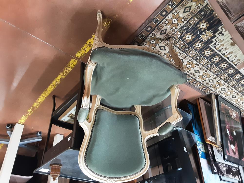 CABRIOLET TISSU VERT LOUIS XV 