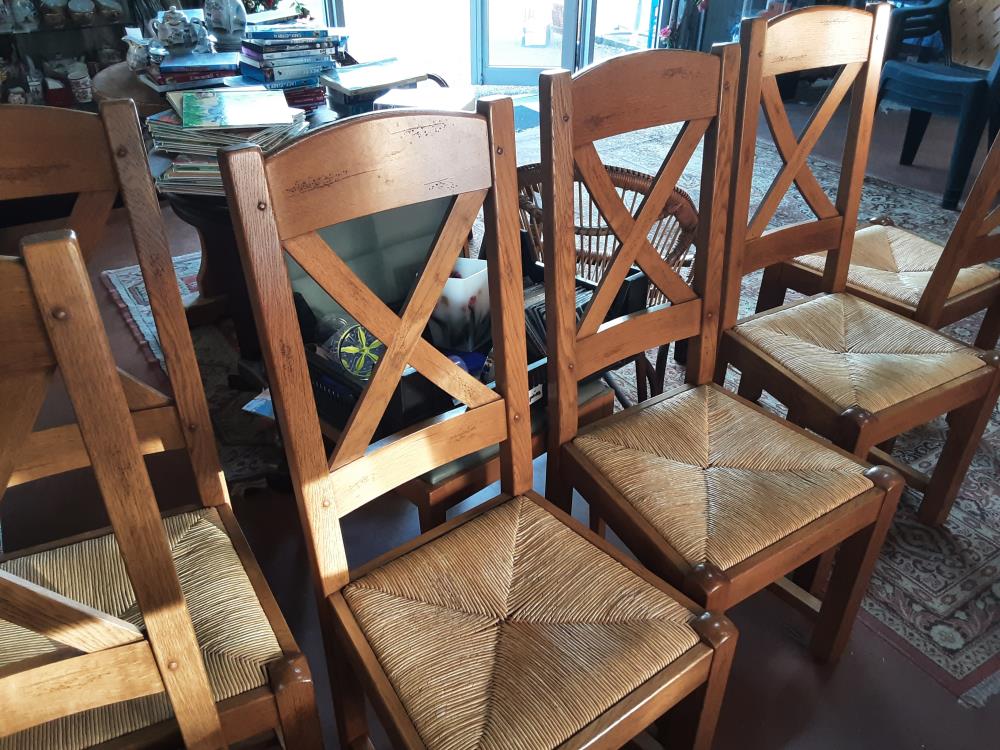 LOT DE 4 CHAISES BOIS ASSISE PAILLE