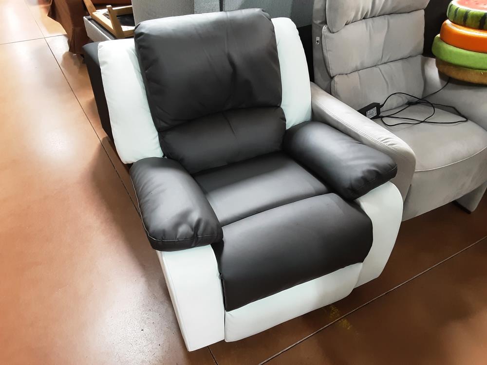 FAUTEUIL RELAX MANUEL BLANC/GRIS SIMILI PN 249