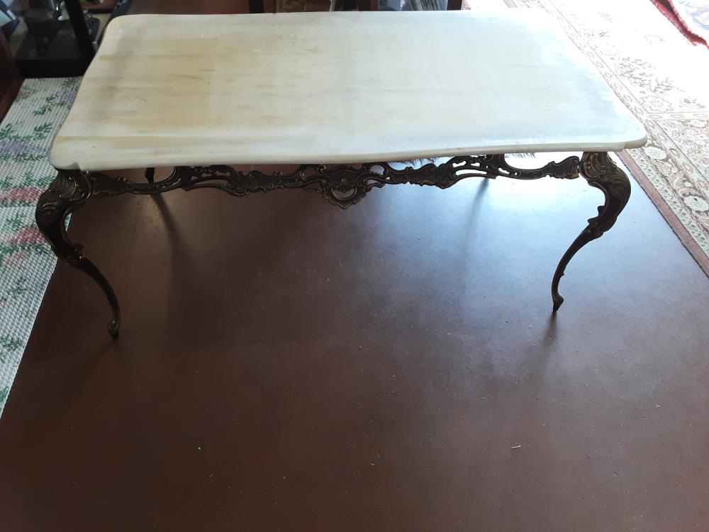 TABLE BASSE PLATEAU MARBRE BLANC 