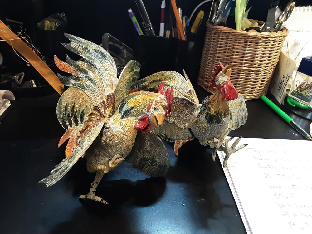 PAIRE DE COQ METAL