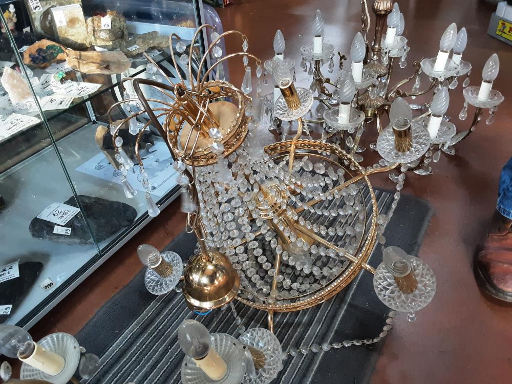 LUSTRE 6 FEUX DORE MONGOLFIERE PAMPILLES