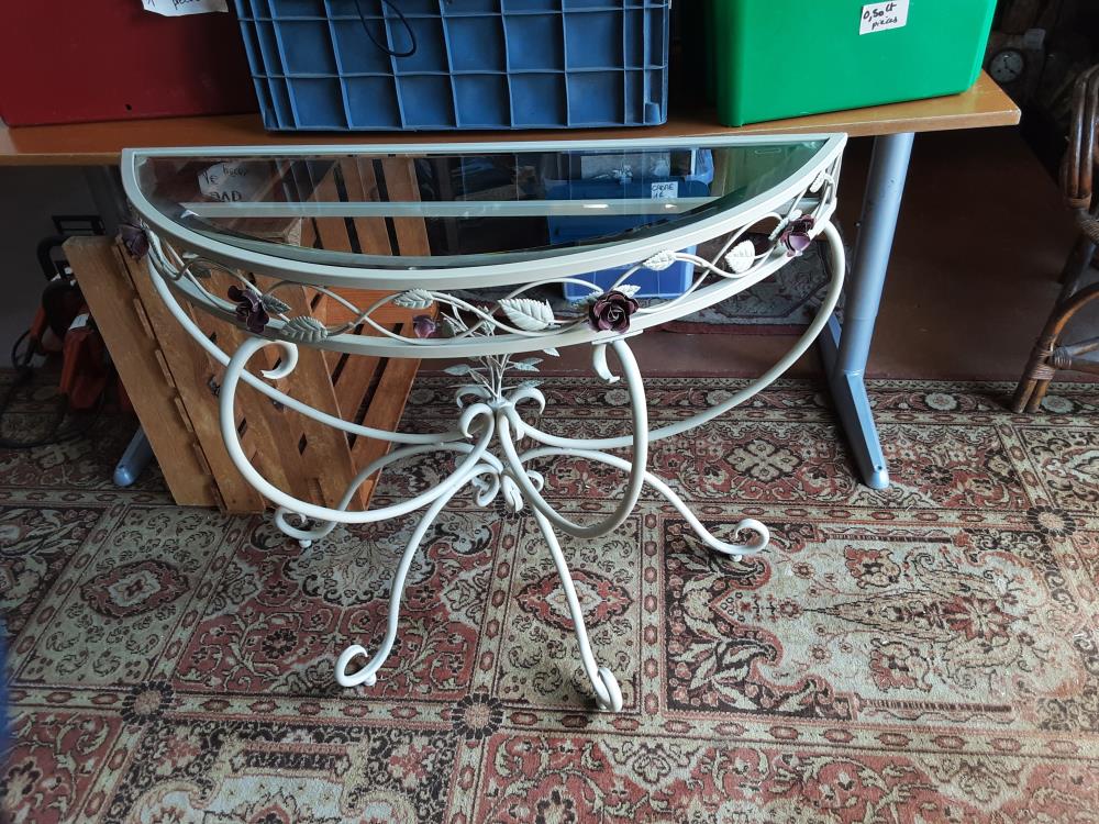 CONSOLE DEMI-LUNE FLEURS