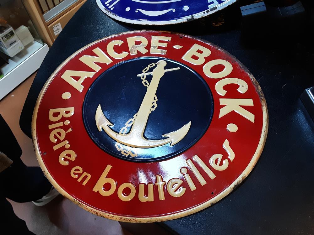 PLAQUE METALLIQUE RONDE ANCRE BOCK