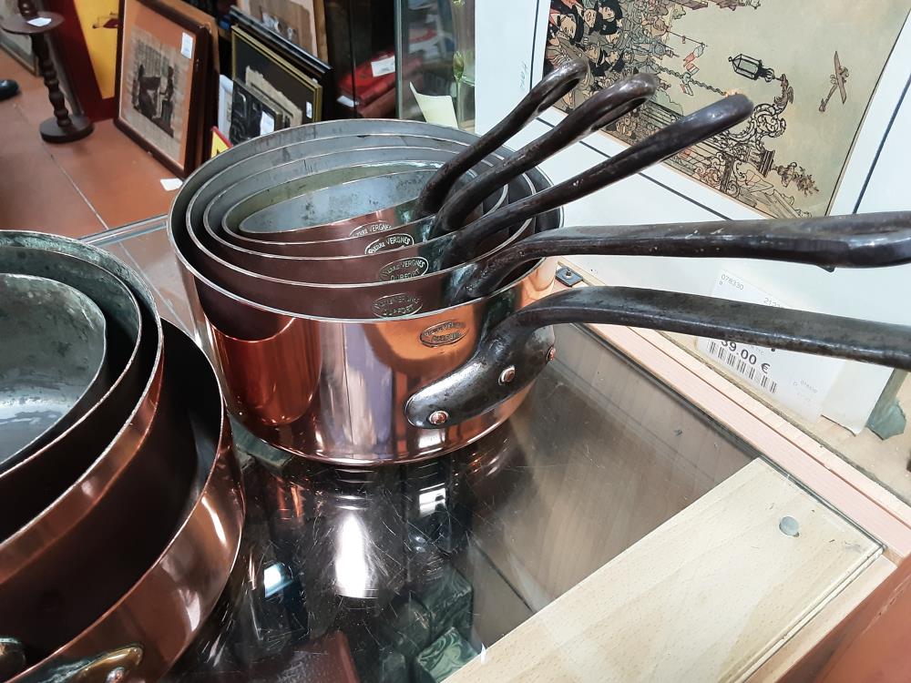 LOT DE 5 CASSEROLES CUIVRE PIERRE VERGNES