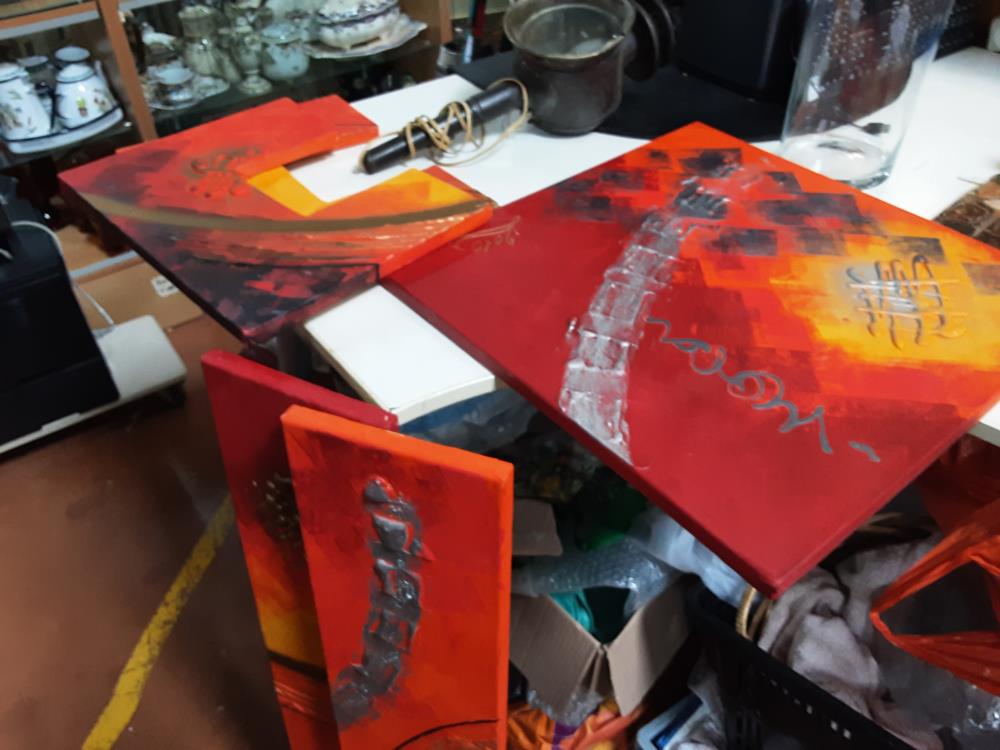 LOT DE 5 TABLEAUX ORANGE