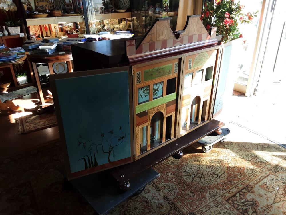 MEUBLE REPEINT + TABLE BASSE + PANNEAU + MIROIR
