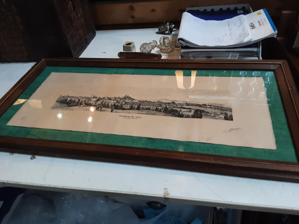 LITHOGRAPHIE PANORAMA DE METZ C.MASSON 1975