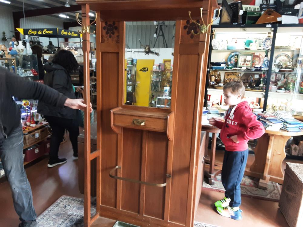 PORTE MANTEAU BOIS 1T+MIROIR 