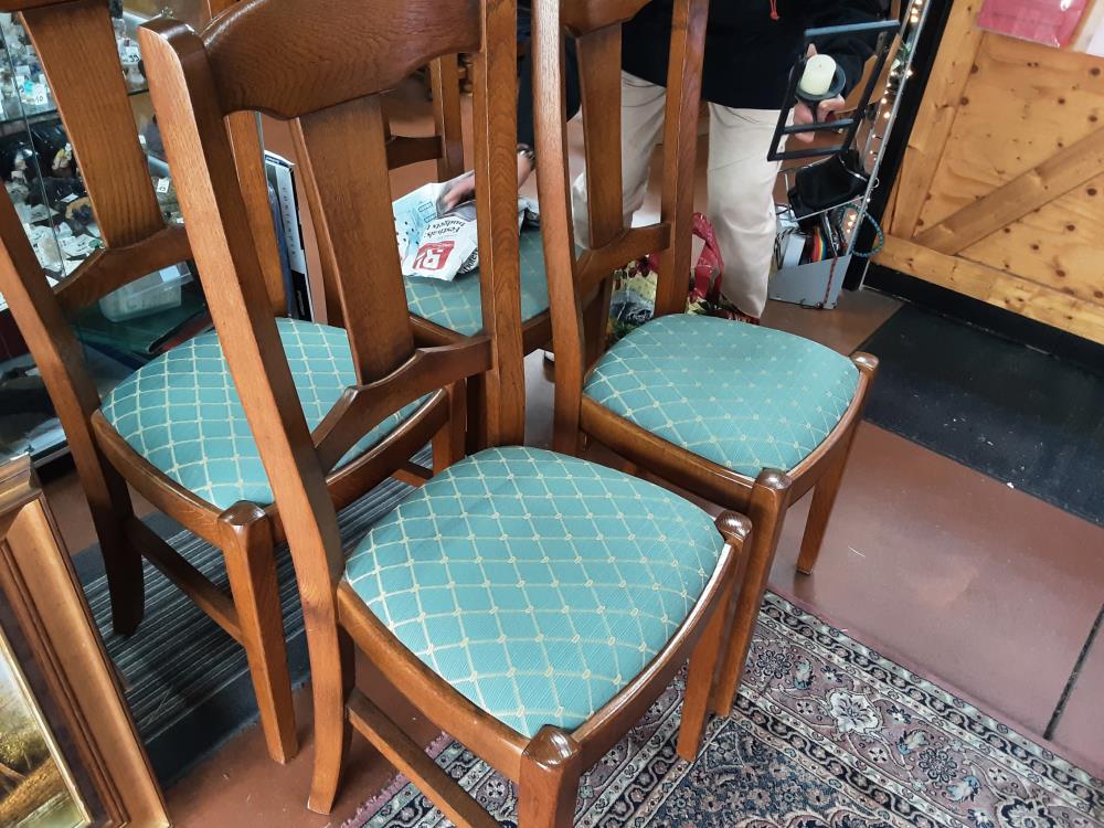 LOT DE 4 CHAISES TISSUS VERT