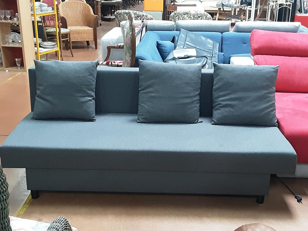 CANAPE LIT COFFRE GRIS