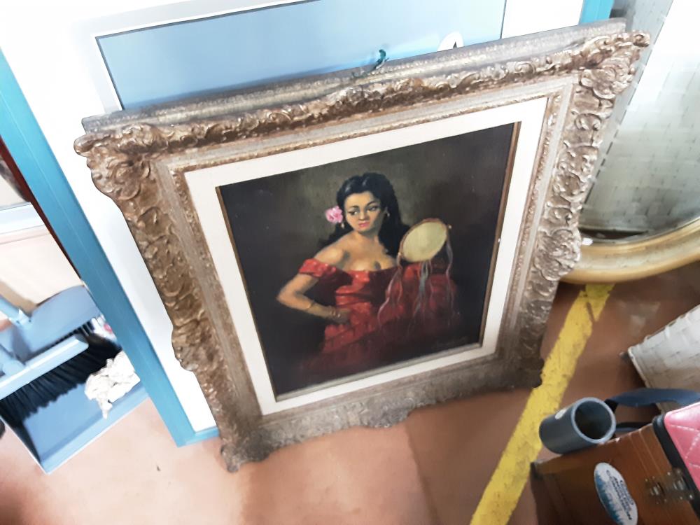 PEINTURE FEMME FLAMENCO SIGNE